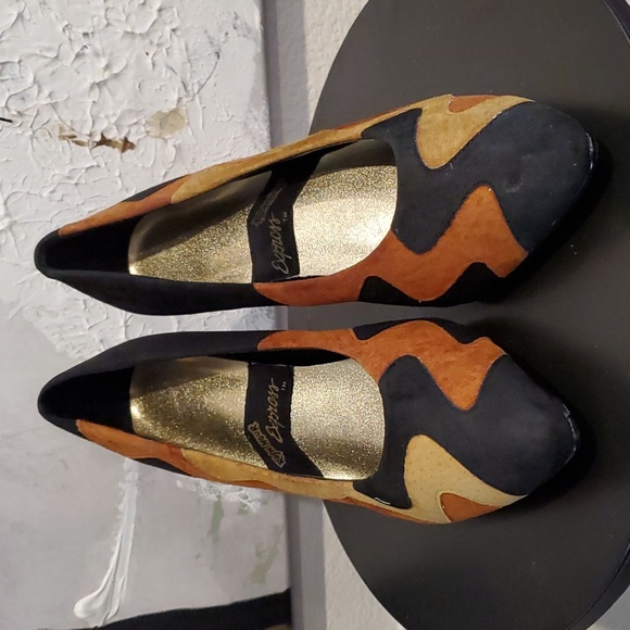 Vintage Rush Hour Express Wave Suede Leather Pumps 10 - Picture 2 of 9